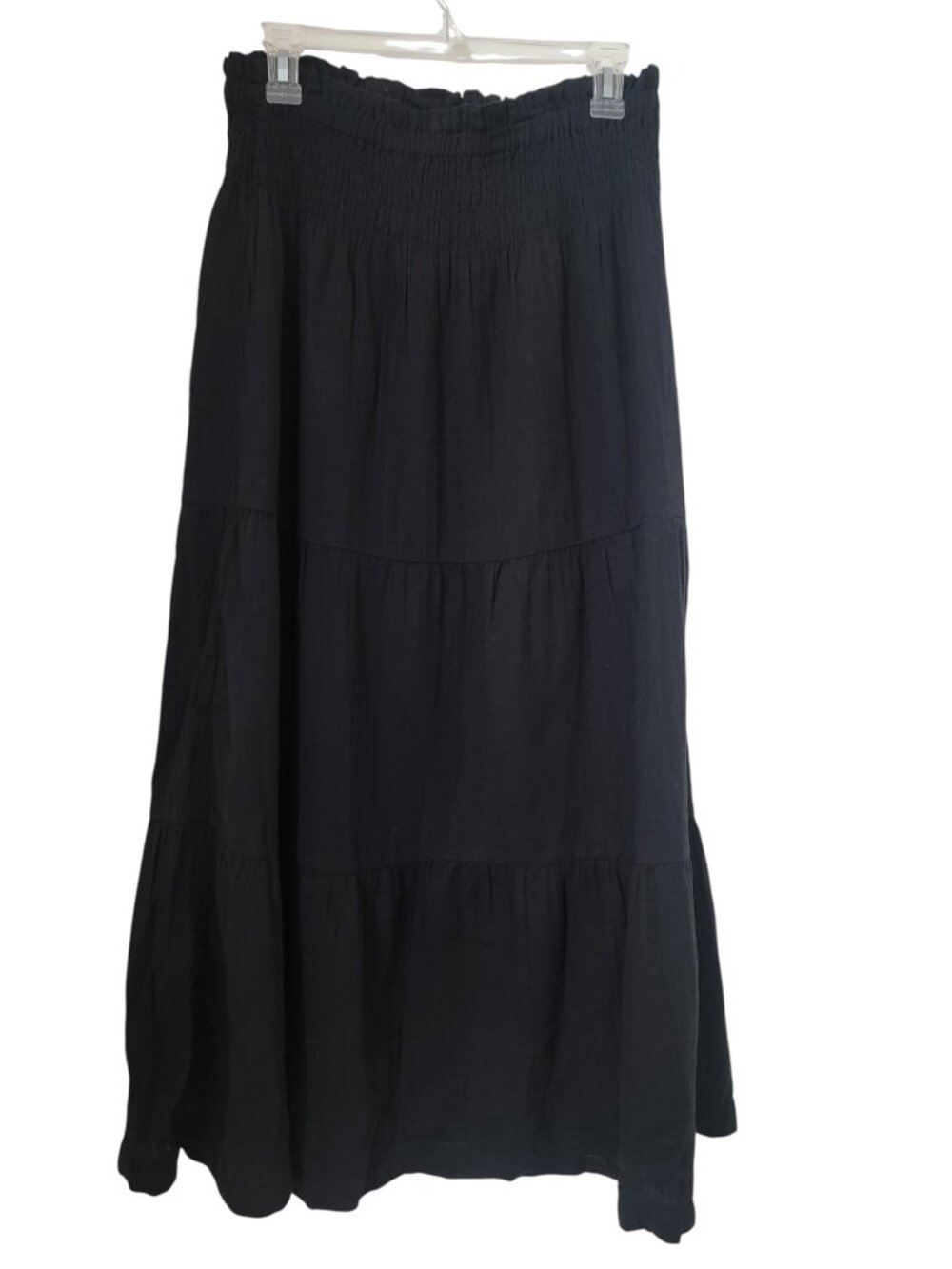 GAP Size M Black Crinkle Gauze Tiered Maxi Skirt, NEW with Tag